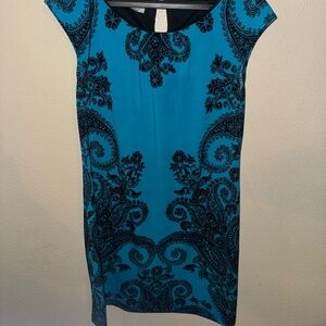 London Times Blue and Black Floral Dress